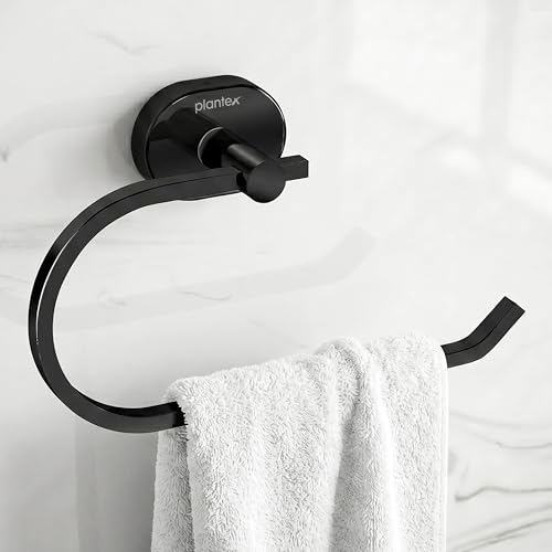 Image of Plantex J4 Stainless Steel Towel Hanger for Wash Basin /Hand Towel Hanger /Napkin Holder for Wash Basin /Bathroom Accessories (PVD Black Finish) Onix