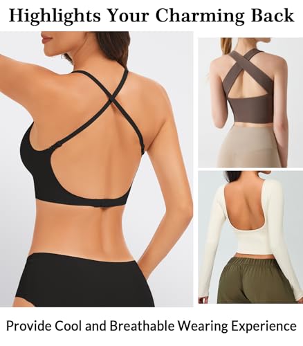 Image of Seamless Low Back Bra Wireless Padded Bralette Thin Straps Comfort Halter Backless Cross Multiway Convertible Bras