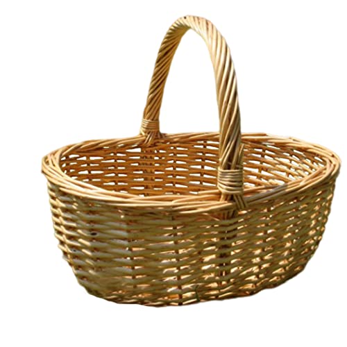 Cesta De Mimbre Para Picnic Cesta De Regalo Vacía Rústica Cesta Ovalada Cesta Tejida Con Forro Para Artículos De Fiesta 35x27x13 Cm Cesta De Picnic Tejida Beige Cesta De Mimbre Cesta Cesta De Picnic