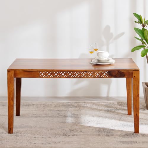 Image of Sheesham Wood Dining Table (57 * 34 * 30 inch) | Multi-Purpose uses Home and Office Desk | Dining Room Furniture | Wooden 6 Seater Dining Table |
