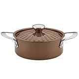 Rachael Ray Cucina Nonstick Dish/Casserole Pan with Lid, 2.5 Quart, Mushroom Brown