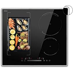 Placa Induccion 7200W Hobsir Placas de Inducción, 7200W, Inducción 4 Fuegos 60cm, Inducción Cocina, Placas Autarkic con Zona Flex, Control Táctil Deslizante, Bloqueo para Niños, Sin Enchufe