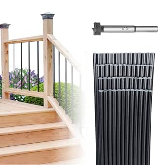 51Pack 36" x 3/4" Aluminum Deck Balusters Round Hollow Black Deck ...