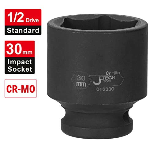 Image of JETECH 1 /2 Inch Drive x 30 mm Deep Impact Socket, 6 Point Radius Corner Design,Square Chamfered Opening,Axle Nut Impact Grade Socket for Easy Removal
