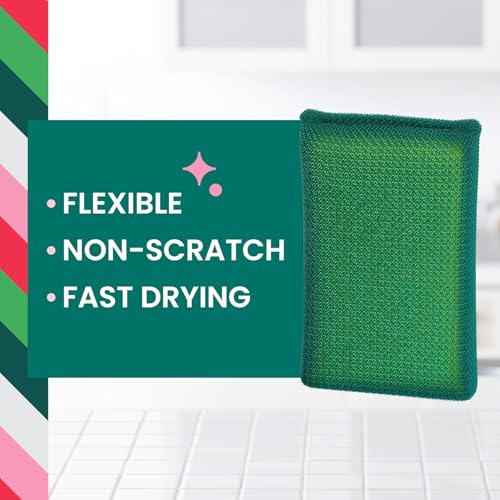 Scotch-Brite Washing Up Kitchen Sponge, Pack of 2 Festive Colours 1 Red 1 Green, non scratch delicate surface Dish Sponge for Efficient and Safe Cleaning