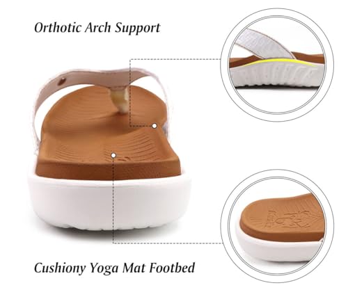 Image of KuaiLu Womens Flip Flops Arch Support Yoga Mat Cushioned Thong Sandals | Ladies Comfortable Walking Slides For Plantar Fasciitis Slip On Indoor Outdoor For Summer