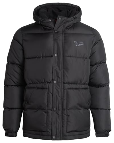 Reebok Mens Winter Jacket - Heavyweight Insulated Mens Winter Coat - Wind Water Resistant Quilted Puffer Jackets for Men