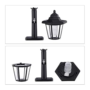 Relaxdays Solar Wandlaterne im 2er Set, nostalgische LED Solarlampe für draußen, energiesparend, wasserdicht, schwarz – Bild 8