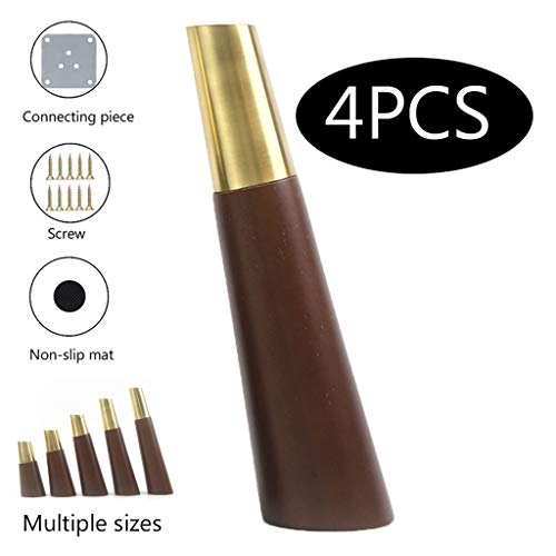 Preisvergleich Produktbild Möbelfüsse,4er Set Messing Möbelfuss,Badezimmer Sofa Tischbeine,Holz Möbelfüße Sofafüße,rutschfeste Matte,belastbar Bis 250 Kg (Color : Walnut Color, Size : 20cm)