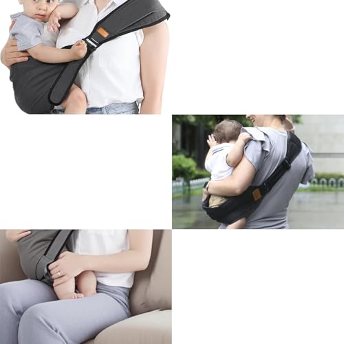 Jomdjmskes Babytrage, Verstellbare Kleinkind Trage Seitlich, Ergonomisch Toddler Carrier, Leichte Babytrage Neugeborene ab Geburt, Multifunktionale Tragegurt Baby, Kleinkinder bis 25KG (Schwarz)