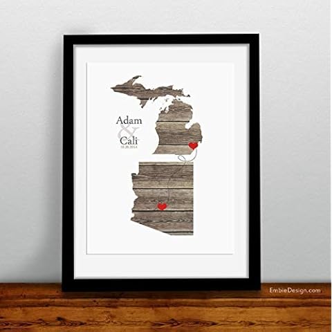 Any Two States - custom art print with couples names and locations Cover
