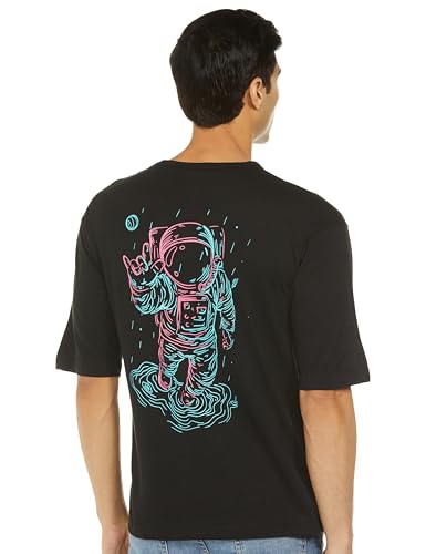 Image of Noble Monk Men's Round Neck Half Sleeve Oversized Printed Tshirt