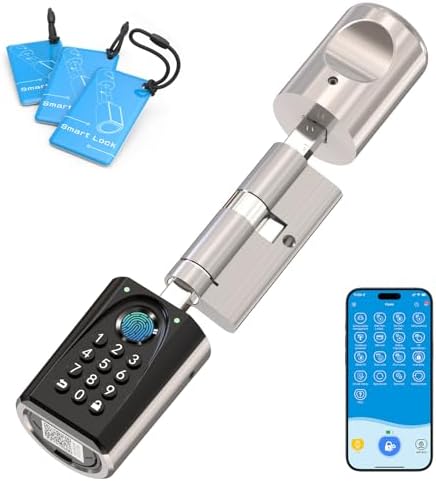 WELOCK U41PRO Smartes Türschloss Fingerabdruck Code,50-100mm EU-Profiltür | Passwort WLAN App RFID Karte Notfall-Entsperrung,Elektronisches Türschloss Haustür,Verstellbarer für 50-