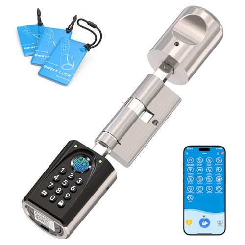 WELOCK ToucA51 Pro Serrure Connectée,Serrure Empreinte Digitale avec Password,RFID Carte et APP,serrure à code WiFi,Cylindre Connecté 40×30 pour porte de 50 à 100mm,Facile à installer,Smart Lock