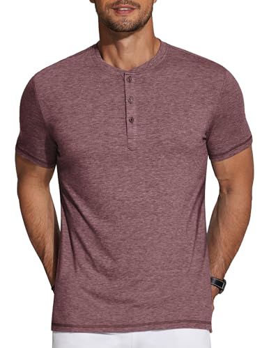 Image of COOFANDY Men's Henley Shirts Short Sleeve Casual Basic Tee Summer Button Henley Soild T Shirts