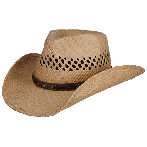Stetson Sombrero de Rafia Rifterson Oeste Hombre - Paja Sol Verano Primavera/Verano - M (56-57 cm) Natural