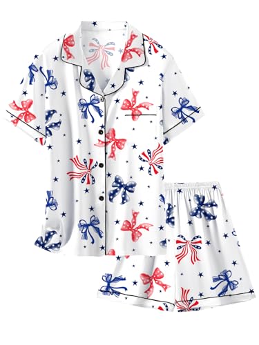 Image of Girls & Womens Satin Pajamas Set, Silk Button-Down Sleepwear 2 Piece Nightwear, 3 Years - Women XXL
