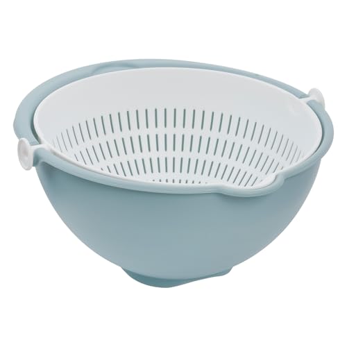 keeeper Bol y escurridor 2 en 1, Coladores para Comida, Grande, Apto para lavavajillas, Stella, Azul Nórdico