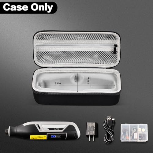 Image of Case Compatible with Dremel Lite 7760 N /10 4V Li-Ion / PawControl 7760-PET Dog Cordless Rotary Tool Multi-Purpose Kit, Zipper Mesh Pocket Storage Holder for USB Charging Accessory Changes (black)