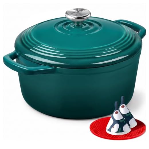 Overmont Enameled Cast Iron Dutch Oven - 5.5QT Pot with Lid Cookbook
