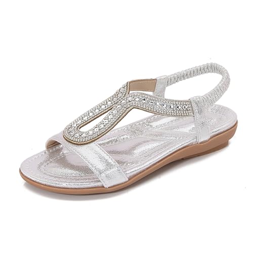 Image of Toddler Girls Sandals Sparkly Rhinestone Girl Shoes Soft Rubber Princess Summer Wedding Party for Little Kid /Big Kid