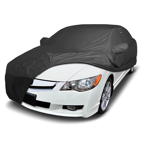 Image of iCarCover Car Cover Waterproof All Weather for 2006-2011 Acura CSX | Premium Custom Fit Padded Hail Sun Rain Snow Dust Protection Covers for Automobiles Outdoor Full Exterior (Black)