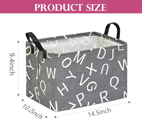 Image of Baby Storage Basket Nursery Box Laundry Hamper Organization Bins for Toys and Clothes with Handles(Alphable)
