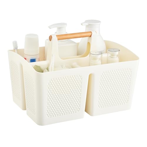 ALINK Portable Dusche Caddy Korb mit Fächern, Kunststoff geteilt Reinigung Caddy Organizer Storage Tote mit Griff für Bad, Hochschule, Schlafsaal Zimmer Essentials - Weiß