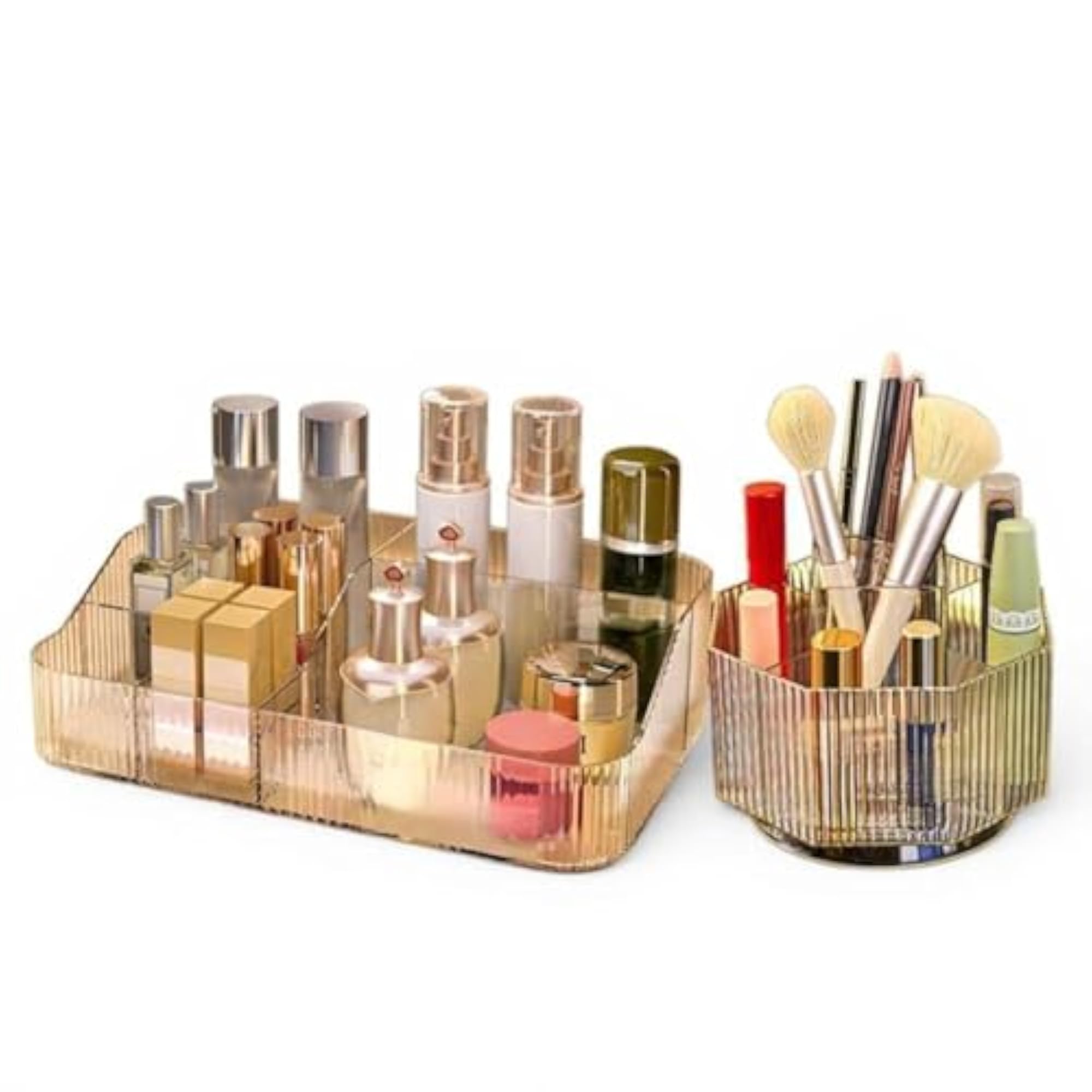 Makeup Brush Holder, Large Capacity Organizer, 360° Rotating Storage