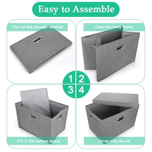 Image of STHIRA Car Trunk Organizer Box, Car Boot Organizer, Folding Cloth Organizer Case with Lid & Handles, Multipurpose Organizer Box for Home Car, 45 x 30 x 30cm