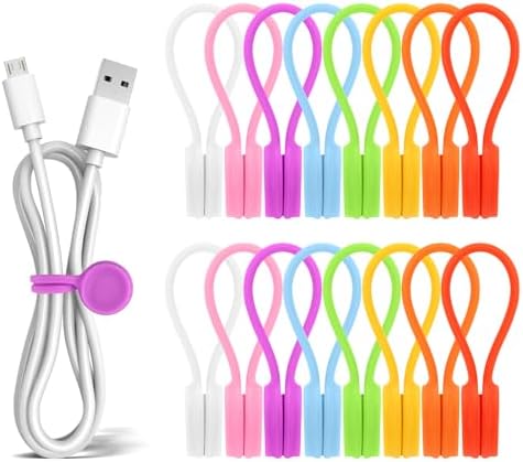 12 bridas magnéticas de silicona reutilizables, organizadores de cables, marcadores, imanes de refrigerador, correas de silicona multiusos en varios