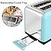 2 Slice Toaster Retro Stainless Steel Toaster with Bagel, Cancel, Defrost Function and 6 Bread Shade Settings, Extra Wide Slot and Removable Crumb Tray (Light Blue)