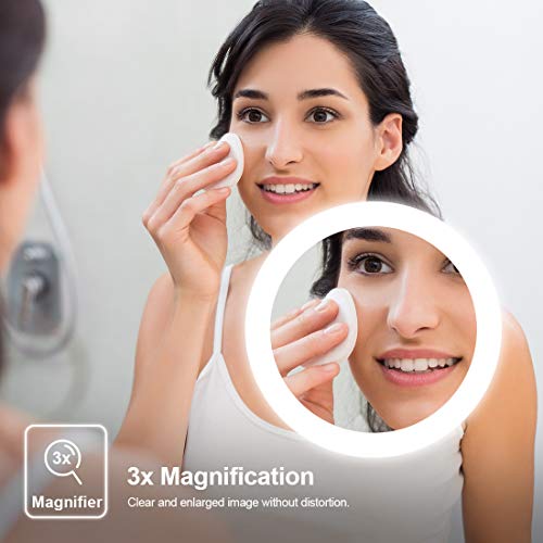 EMKE 500 x 700mm Illuminated Bathroom Mirror with Shaver Socket - Smart Vanity Makeup Mirror with Button Demister Pad, Wall-Mounted Magnifying Mirror for Makeup Cosmetic Shaving