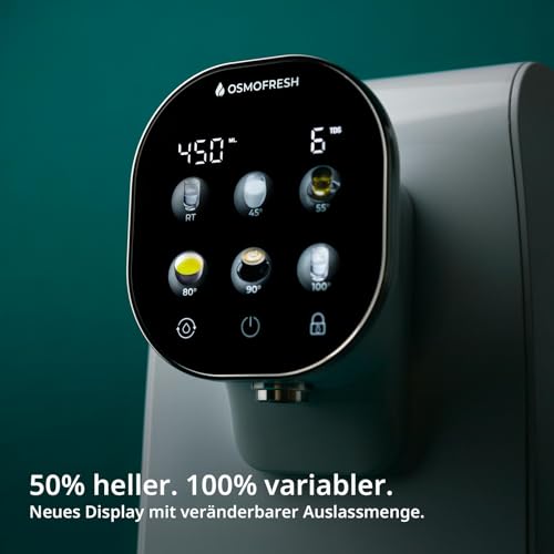 Quella Pro White Countertop Osmosis System with Hot Water Dispenser, 6 Temperature Levels, 7-Way Reverse Osmosis Filtering, Water Filter for Kitchen, Office, Motorhome, Lime-Free Drinking