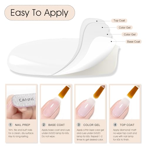 Image of CANNI 9ml Jelly Milky White Gel Nail Polish, High Gloss UV LED Soak Off Gel