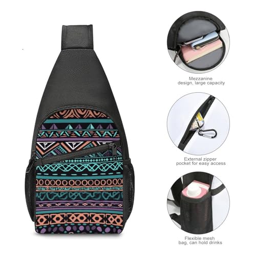 Mochila bandolera ligera con diseño azteca único miniatura 5