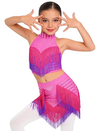 Tenues fille juste au corps patinage rose vif pour gala de danse