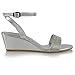 ESSEX GLAM Womens Ankle Strap Diamante Silver Metallic Wedge Heel Sandals 9 B(M) US