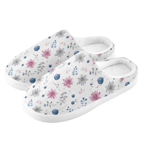Fuzzy Memory Foam Slippers for Women/Men Flowers Christmas Decorations Patterns Fluffy Winter House Shoes Indoor and Outdoor4