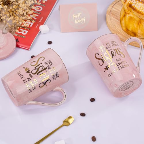 Sister Birthday Gifts, Sister Gifts from Brother Sisters - Gift for Sisters on Her Birthday Christmas, 14OZ Marble Ceramic Coffee Mug with Lid Card Spoon, Present Box - Image 5