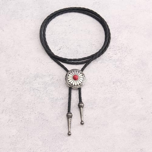 Image of Jeilwiy Bolo Tie for Men Western Cowboy Tie Necklace Gold Bolo Tie Leather Necktie Halloween Tie Accessories for Women