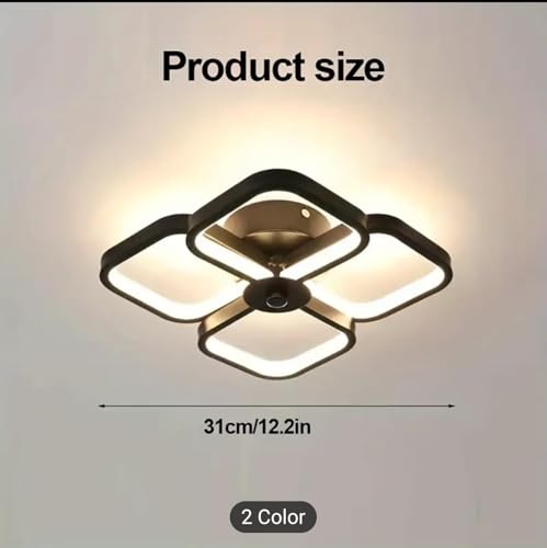 Image of Modern Dimmable LED Ceiling Light | Flush Mount Black Fixture with 3 Color Modes | Adjustable Brightness for Bedroom, Living Room & Dining Room (Ceiling Light (808))