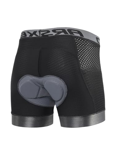 ARSUXEO Culotte Acolchado Ciclismo Hombres Bicicleta Carretera MTB Ropa Interior Transpirable con Bolsillos 005G Negro M