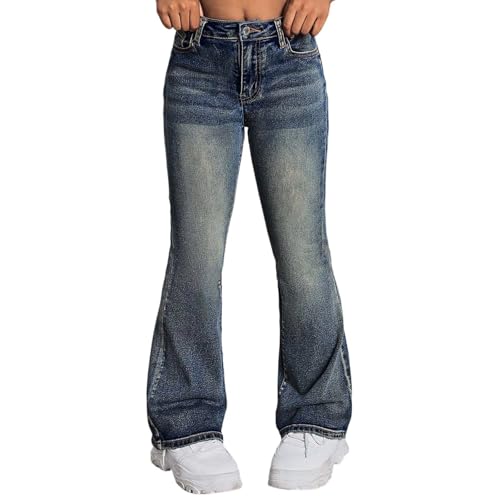 Pantalones vaqueros acampanados elásticos para niñas y adolescentes