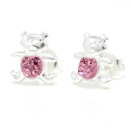 Pro Jewelry .925 Sterling Silver "Pink Crystal Teddy Bear" Stud Earrings for Children & Women ECCN BR 8 Paperback