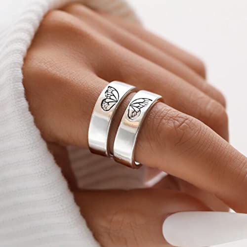 Butterfly Ring Best Friend Rings Valentine's Day Gift Jewelry Simple Couple Ring Pair Set #TOP19