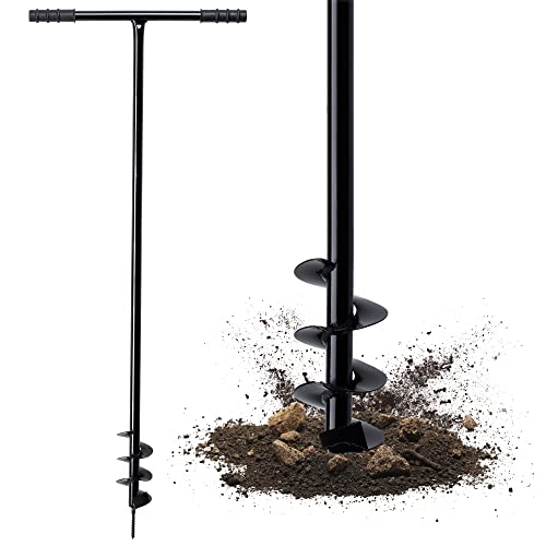 KADAX Tarière Manuelle avec Poignée en Métal, Outil de Jardinage à Main pour Creuser des Trous, Planter des Arbres et Installer des Clôtures (80 mm)