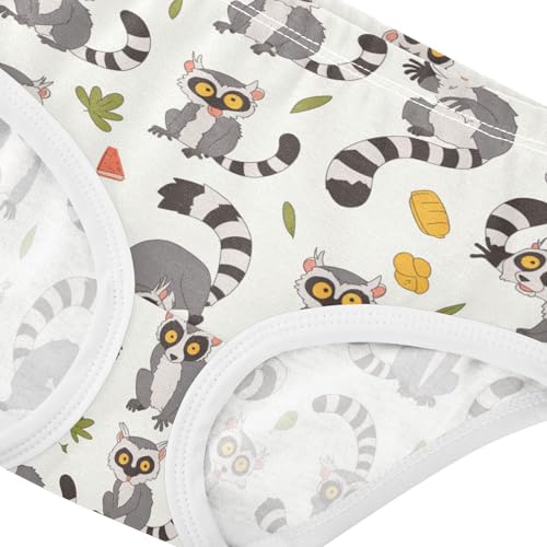 Wusikd Cute Lemur Print Girls' Underwear Cotton Girls Briefs Soft Toddler Underwear 2T4