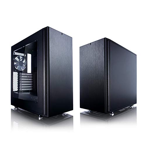 Fractal Design Define C TG - Compact Mid Tower Custodia computer - Ottimizzato per flusso d'aria elevato e elaborazione silenziosa - Interno modulare - Flusso d'aria - Layout aperto - Nero