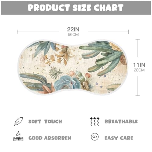Cacti Pattern Muslin Burp Cloths 22x11 Inch - 4-Layer Organic Cotton & TPU Waterproof Lining, Absorbent Baby Bibs for Boys/Girls with Hanging Loop4